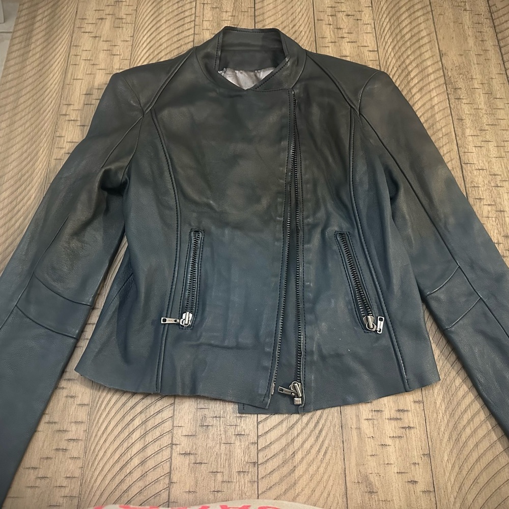 Animale Women's Ombre Navy Leather Jacket